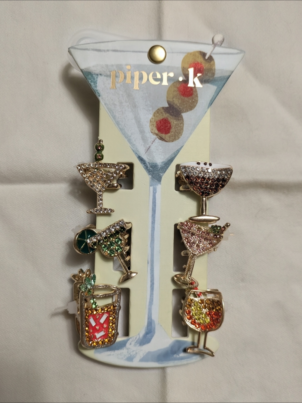 2/$25 - Piper K Cocktail Rhinestone Mini Hair Claw Set - Set Of 6